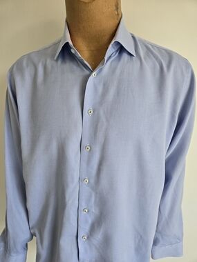 EMANUEL BERG Light Blue Dress Shirt with Spread Collar